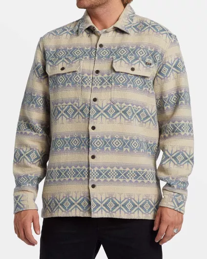 Billabong Jacquard Μακρυμάνικo Φανελένιο Πουκάμισο Taupe
