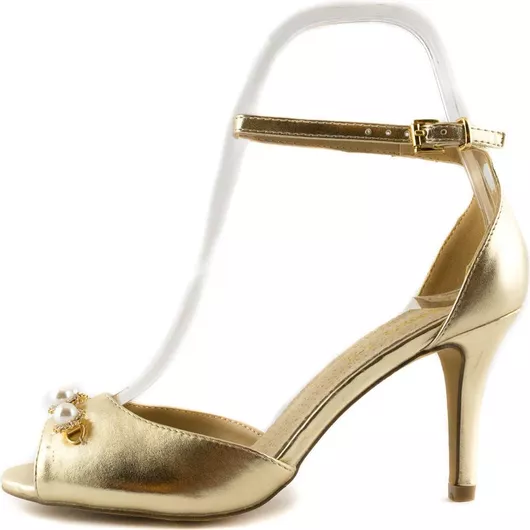 Adam's Shoes Γυναικεία Πέδιλα με Λεπτό Ψηλό Τακούνι Χρυσό
