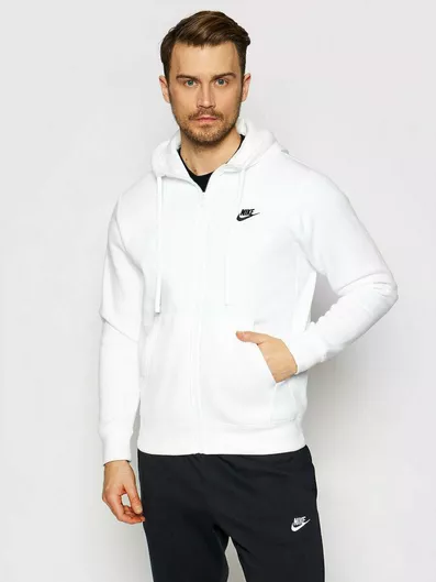 Nike Sportswear Club Φούτερ Fleece με Κουκούλα Λευκό