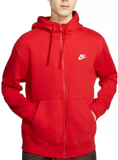 Nike Sportswear Club Φούτερ Fleece με Κουκούλα Κόκκινο