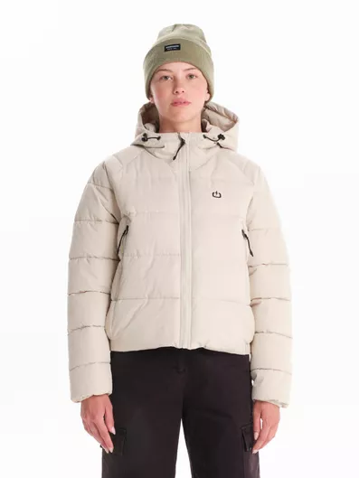 Emerson Κοντό Γυναικείο Puffer Μπουφάν για Χειμώνα Μπεζ