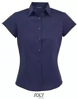 Sol's Κοντομάνικο Γυναικείο Πουκάμισο Μπλε