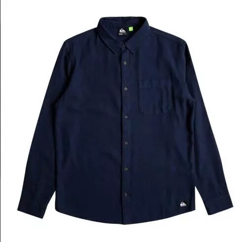Quiksilver Motherfly Μακρυμάνικo Βαμβακερό Πουκάμισο σε Κανονική Γραμμή Navy Μπλε