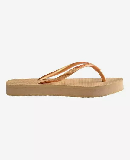 Havaianas Slim Flatform Σαγιονάρες με Πλατφόρμα Χρυσό