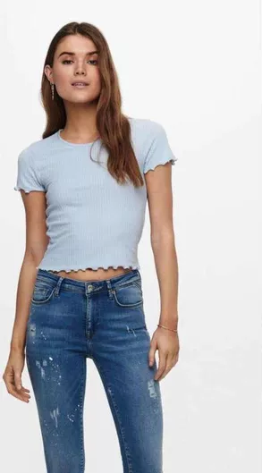 Only Γυναικείο Crop Top Κοντομάνικο Halogen Blue