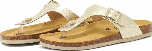 Plakton Δερμάτινα Ανατομικά Σανδάλια Χρυσό