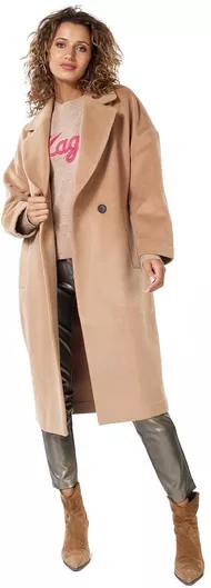 Esqualo Γυναικείο Camel. Παλτό με Κουμπιά