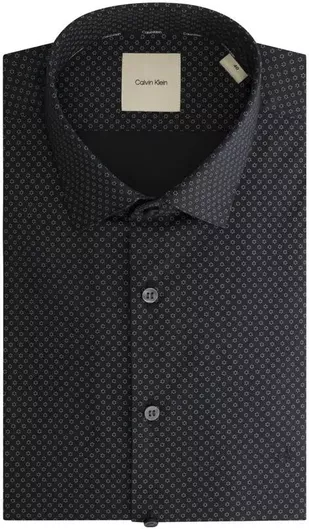 Calvin Klein Poplin Πουκάμισο σε Στενή Γραμμή Μαύρο