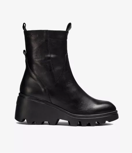 Wonders Γυναικεία Μποτάκια με Πλατφόρμα Μαύρο