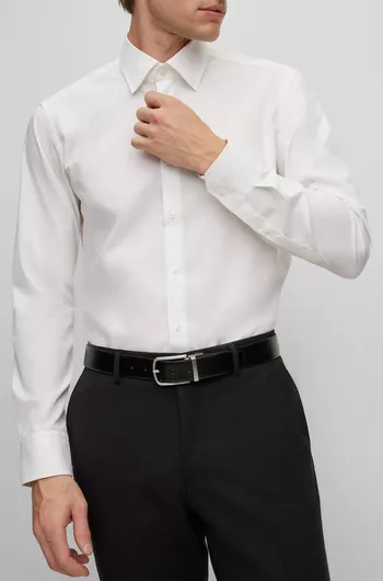 Hugo Boss Μακρυμάνικo Πουκάμισο σε Κανονική Γραμμή Λευκό