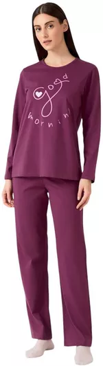 Minerva Χειμερινό Γυναικείο Σετ Πιτζάμας Βαμβακερό Μελιτζανί