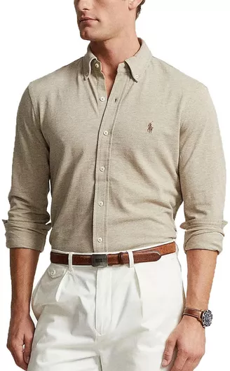 Ralph Lauren Μακρυμάνικo Πουκάμισο σε Κανονική Γραμμή Μπεζ