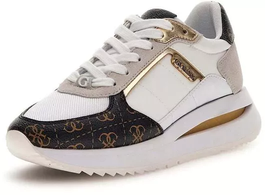 Guess Γυναικεία Sneakers Λευκό Καφέ