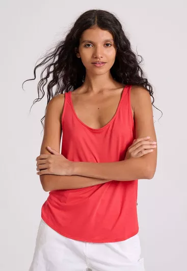 Funky Buddha Γυναικεία Αμάνικη Μπλούζα Κόκκινο