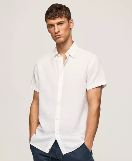 Pepe Jeans Μακρυμάνικo Τζιν Πουκάμισο σε Κανονική Γραμμή Λευκό