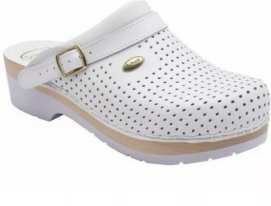 Scholl Comfort Δερμάτινα Ανατομικά Σαμπό Λευκό