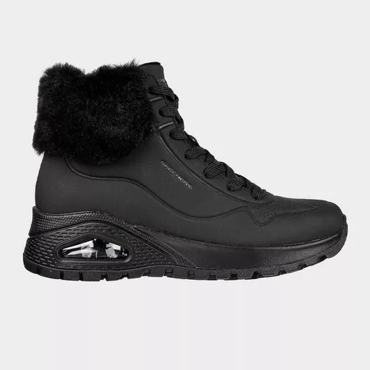 Skechers Γυναικεία Μποτάκια με Γούνα Μαύρο