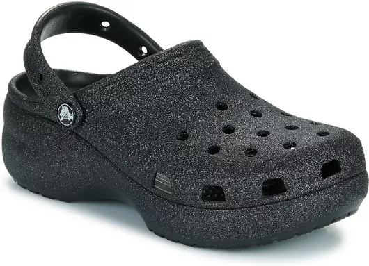 Crocs Classic Platform Glitter Γυναικεία Σαμπό Μαύρο