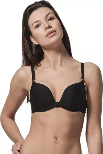 Luna Miracle One Μαύρο Σουτιέν Push Up με Μπανέλες