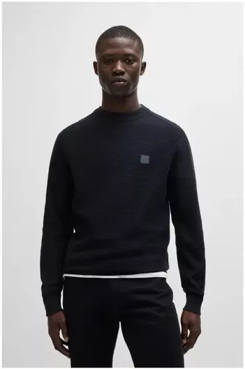 Ανδρική Μπλούζα Hugo Boss Βαμβακερή Μακρυμάνικη Navy Μπλε