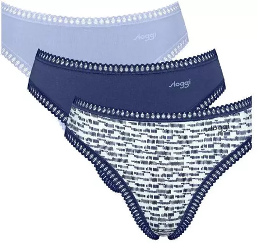 Sloggi Βαμβακερά Γυναικεία Slip 3Pack Μπλέ