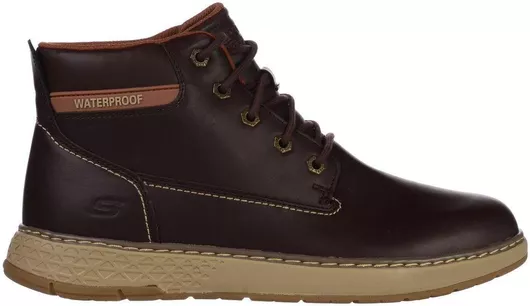 Skechers Δερμάτινα Καφέ Ανδρικά Μποτάκια Ανατομικά