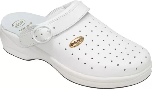 Scholl New Bonus Δερμάτινα Ανατομικά Σαμπό Λευκό
