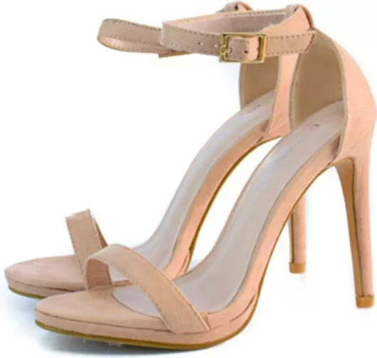 Potre Suede Γυναικεία Πέδιλα με Λεπτό Ψηλό Τακούνι Ροζ