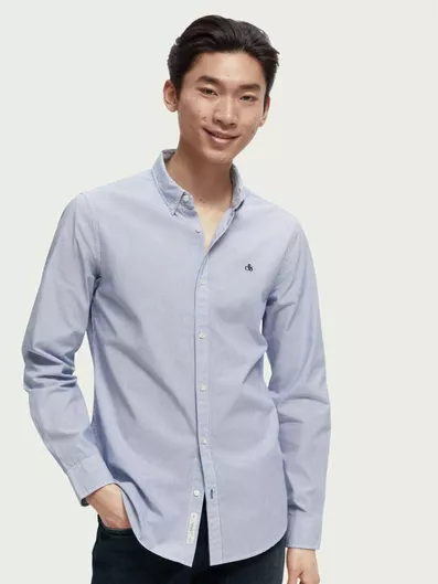 Scotch & Soda Μακρυμάνικo Πουκάμισο σε Στενή Γραμμή Γαλάζιο