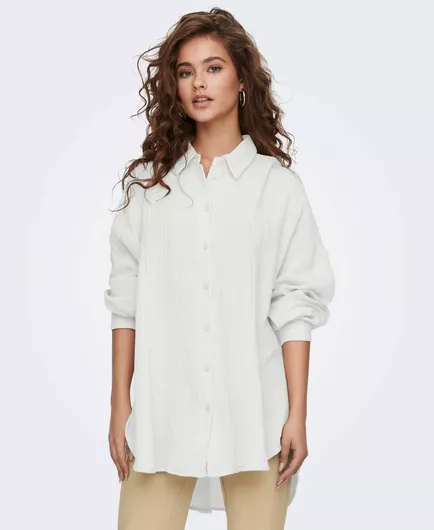 Only Γυναικεία Πουκαμίσα Cloud Dancer Grey Μονόχρωμη