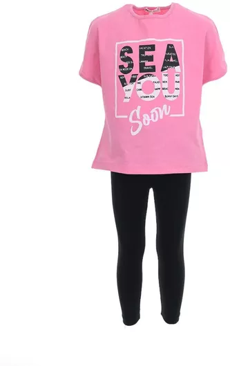 Nek Kids Wear Παιδικό Σετ με Κολάν Καλοκαιρινό 2τμχ Φουξ-μαύρο