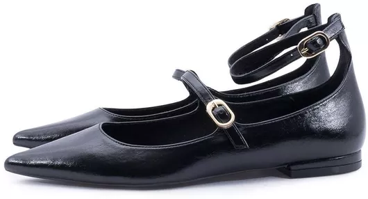 Corina Γυναικείες Μπαλαρίνες με Λουράκι Μαύρο