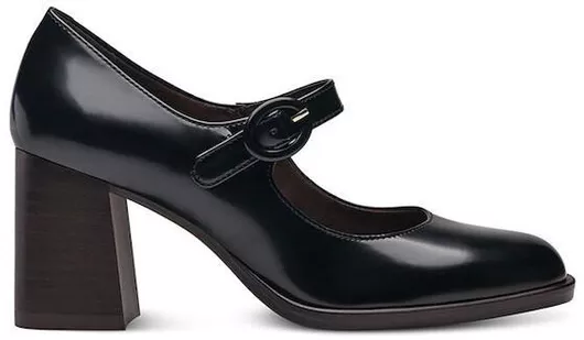 Tamaris Γόβες με Λουράκι & Χοντρό Μεσαίο Τακούνι Μαύρο