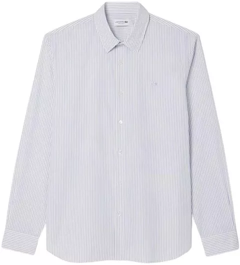 Lacoste Μακρυμάνικo Βαμβακερό Πουκάμισο Λευκό