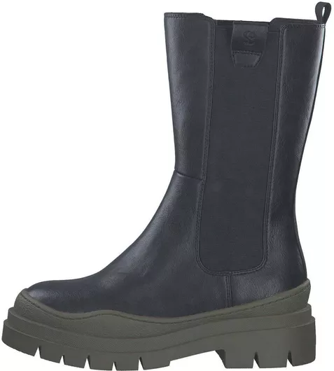 s.Oliver Γυναικεία Chelsea Μποτάκια με Μεσαίο Τακούνι Black/Khaki