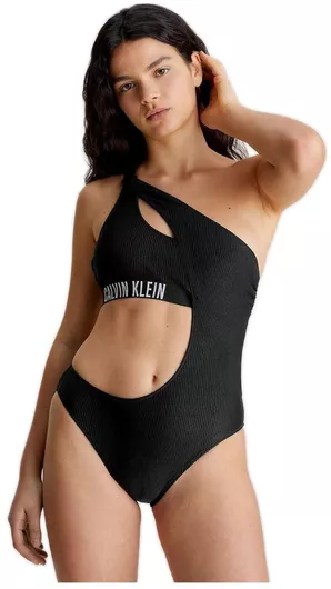 Calvin Klein Ολόσωμο Μαγιό με Ανοίγματα & Έναν Ώμο Μαύρο