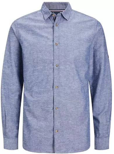 Jack & Jones Μακρυμάνικo Τζιν Πουκάμισο σε Στενή Γραμμή Faded Denim