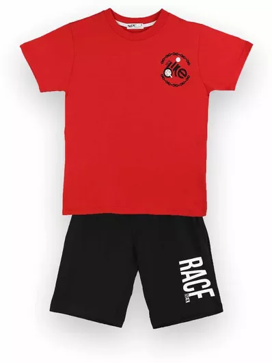Nek Kids Wear Παιδικό Σετ με Σορτς Καλοκαιρινό 2τμχ Κόκκινο