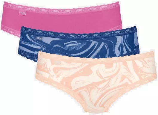 Sloggi Γυναικεία Slip 3Pack Φουξ-μπλε-Μπεζ