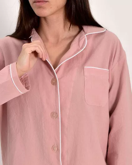 Pennie Χειμερινό Γυναικείο Σετ Πιτζάμας Βαμβακερό Πούδρα