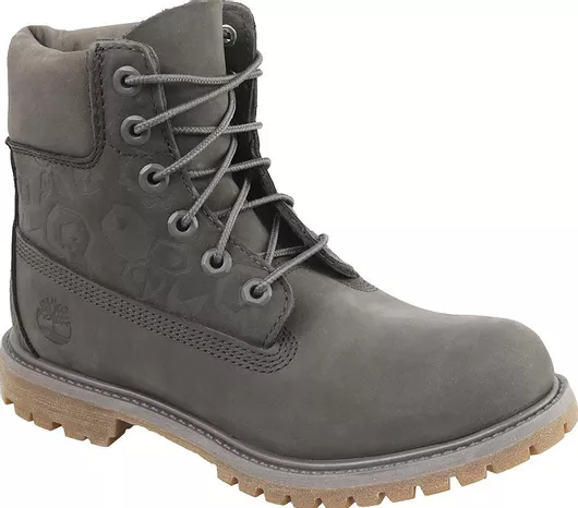 Timberland 6inch Premium Δερμάτινα Γυναικεία Αρβυλάκια Γκρι