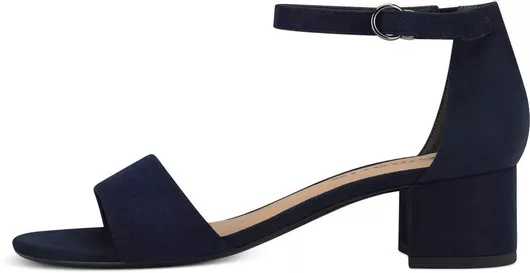 Tamaris Υφασμάτινα Γυναικεία Πέδιλα με Χοντρό Χαμηλό Τακούνι Navy Μπλε