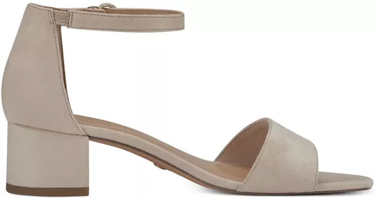 Tamaris Υφασμάτινα Γυναικεία Πέδιλα με Χοντρό Χαμηλό Τακούνι Nude