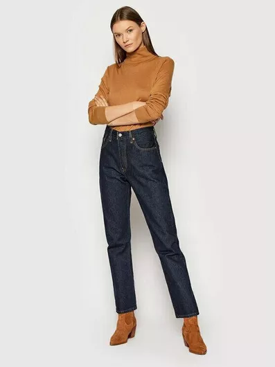 Levi's 501 Ψηλόμεσο Γυναικείο Jean Παντελόνι σε Κανονική Εφαρμογή Dark Indigo