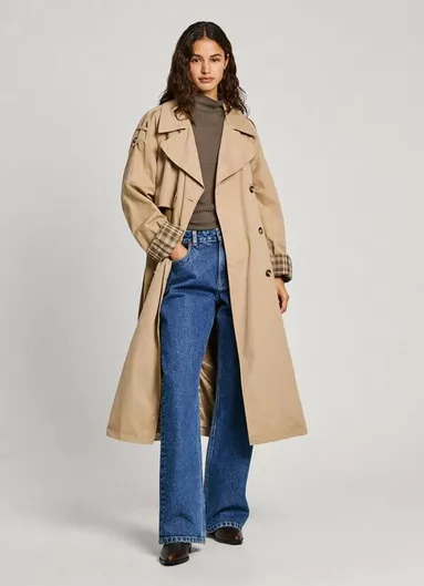 Pepe Jeans Γυναικείο Παντελόνι από Καπαρντίνα Μπεζ