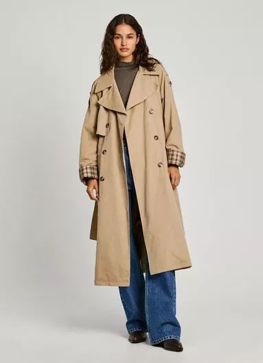 Pepe Jeans Γυναικείο Παντελόνι από Καπαρντίνα Μπεζ