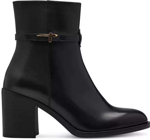 Tamaris Δερμάτινα Γυναικεία Μποτάκια Αστραγάλου με Ψηλό Τακούνι Μαύρο