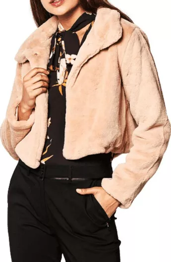 Lynne Κοντή Γυναικεία Γούνα Μπεζ