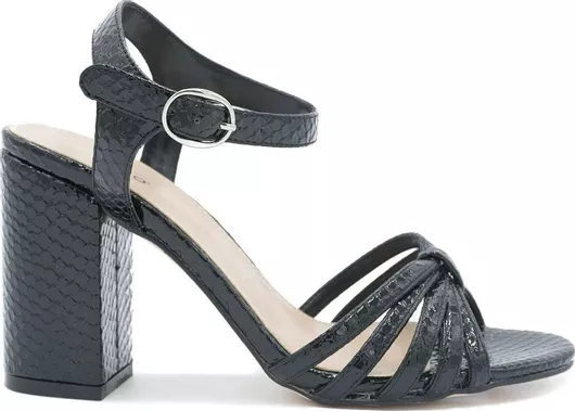 Migato Γυναικεία Πέδιλα με Χοντρό Ψηλό Τακούνι Μαύρο