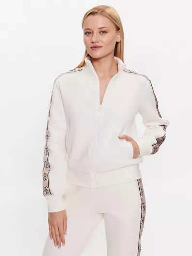Guess Britney Μακριά Γυναικεία Ζακέτα Φούτερ Εκρού (Ivory)